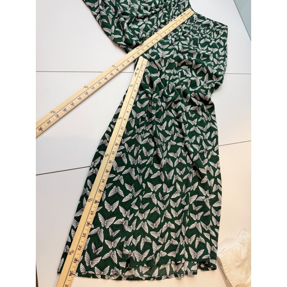 Maeve Acker Wide Leg Pants Womens XS S Green Butterfly Print Anthropologie - Picture 8 of 11